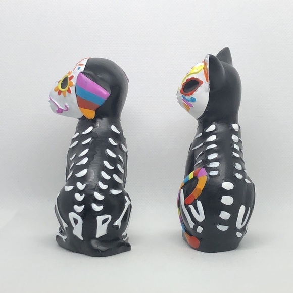Day of the Dead Halloween Skeleton Dog 🐶 Cat 🐈‍⬛ Set 4” NEW 🤍🖤 - Picture 2 of 5
